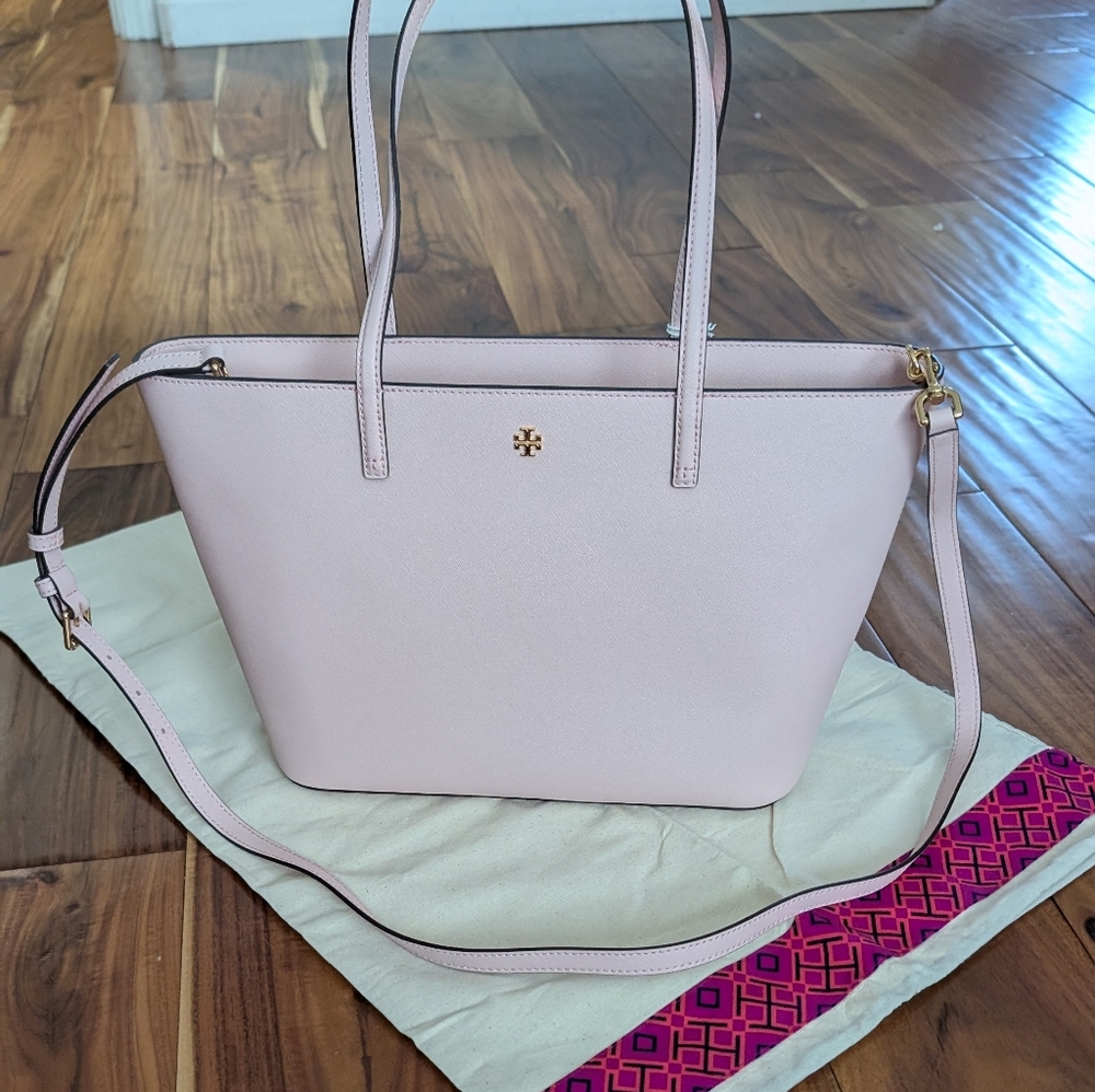 Tory Burch Emeron Saffino Leather Tote Removable Cross Strap + Dust Bag  Nwt ❤️